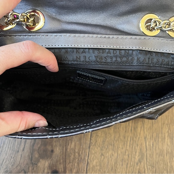 Kate Spade Briar Lane Quilted Emelyn Chain Shoulder Bag Crossbody Gunmetal Gray - Picture 11 of 16